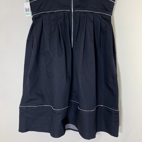 NWT. MAGGY LONDON 8 Black Zipper Decorated Pleat Dress. - Picture 9 of 9